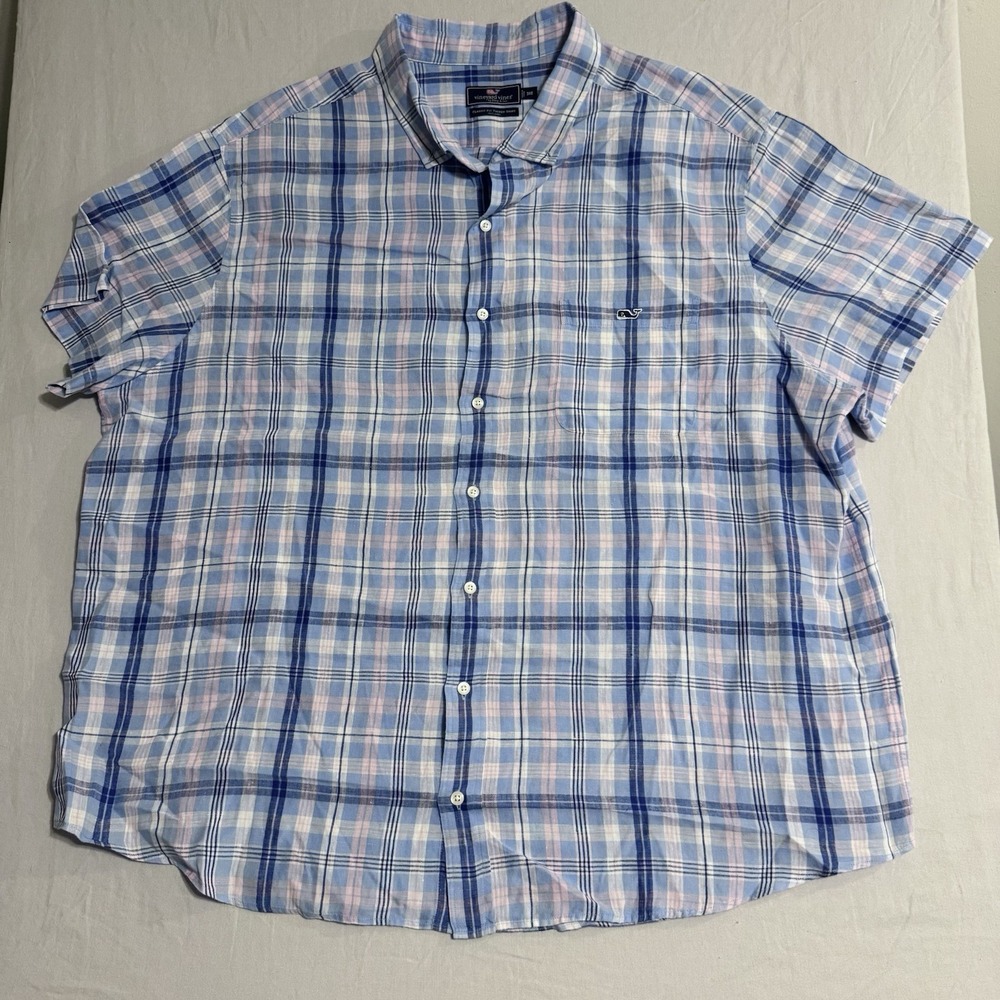 Vineyard Vines Classic Fit Tucker Shirt Mens 3XB Button Down 100% Linen Blue - Picture 3 of 8